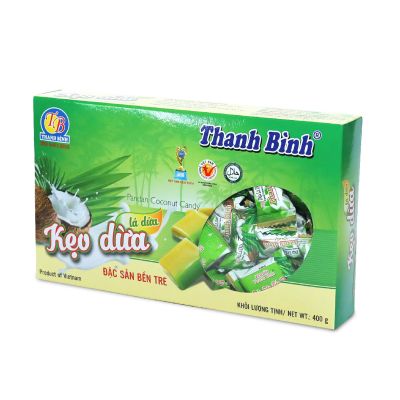 KẸO DỪA LÁ DỨA THANH BÌNH HỘP 400G