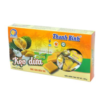 KẸO DỪA DẺO SẦU RIÊNG THANH BÌNH HỘP 250G